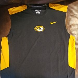 University Of Mssouri Nike Men's Black and Yellow Dri-FIT Tank Top